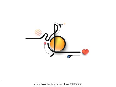 Abstract Music notes banner design, Flat Line art vector illustration.