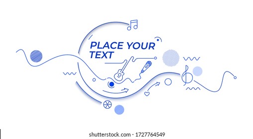 Abstrakte Musik Noten Bannerdesign, Flache Linie Kunst Vektor Illustration.
