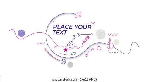 Abstract Music notes banner design, Flat Line art vector illustration.