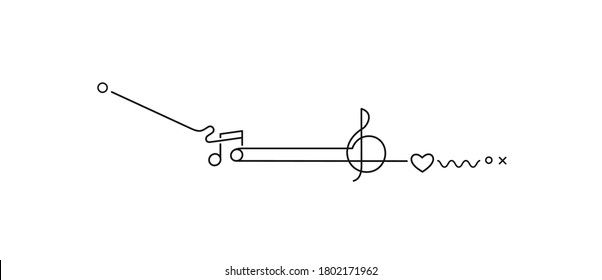 Abstract Music notes banner design, Flat Line art vector illustration.