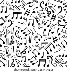 Abstract music notes, Black notes on white background, Vector illustration eps10