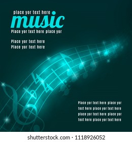 abstract music notes, design for music, poster with notes, template flyer musical, background use vector illustration