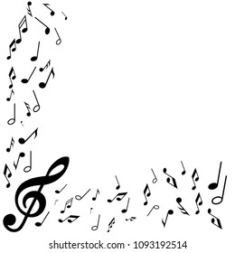 Abstract music notes isolated white background. Black G-clef and music notes isolated vector illustration Can be adapt to Brochure, Annual Report, Magazine, Poster, Corporate Presentation, Portfolio.