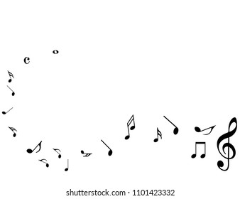 Abstract music notes isolated white background. Black G-clef and music notes isolated vector illustration Can be adapt to Brochure, Annual Report, Magazine, Poster, Corporate Presentation, Portfolio. 