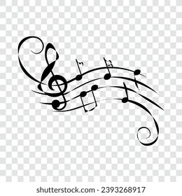 Abstract music notes, musical design, isolated, vector illustration.