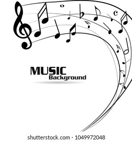 Abstract music notes on line wave background. Black G-clef and music notes isolated vector illustration Can be adapt to Brochure, Annual Report, Magazine, Poster, Corporate Presentation.