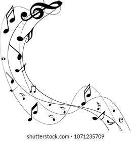 Abstract music notes on line wave background. Black G-clef and music notes isolated vector illustration Can be adapt to Brochure, Annual Report, Magazine, Poster, Corporate Presentation.
