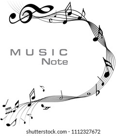 Abstract music notes on line wave background. Black G-clef and music notes isolated vector illustration Can be adapt to Brochure, Annual Report, Magazine, Poster, Corporate Presentation, Portfolio.