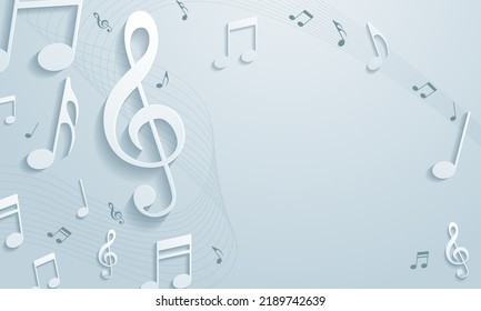 Abstract music notes on line wave background