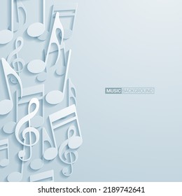 Abstract music notes on line wave background