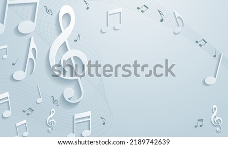 Abstract music notes on line wave background