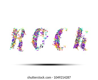 Abstract music notes on Music text colorful background,G-clef and musical notation.Symbols value.Music staff. Vector illustration  isolated  for Brochure,Poster,banner