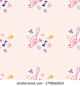 Abstract music notes seamless pattern background. musical illustration melody decoration