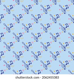 Abstract music notes seamless pattern background. musical illustration melody decoration.