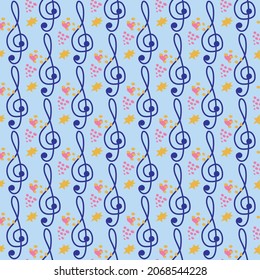 Abstract music notes seamless pattern background. musical illustration melody decoration.