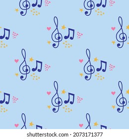 Abstract music notes seamless pattern background. musical illustration melody decoration.