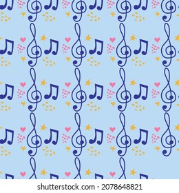 Abstract music notes seamless pattern background. musical illustration melody decoration.