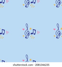 Abstract music notes seamless pattern background. musical illustration melody decoration.