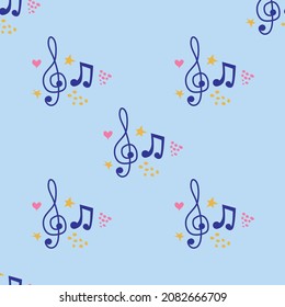 Abstract music notes seamless pattern background. musical illustration melody decoration.