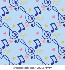 Abstract music notes seamless pattern background. musical illustration melody decoration.