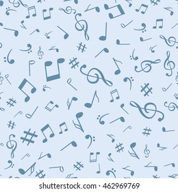 Abstract music notes seamless pattern background. Vector musical illustration melody decoration