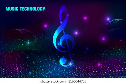 Abstract music notes and Staff line.Music staff technology background,G-clef and musical notation.symbols value.Digital Particle Waves.Vector illustration for cover,Brochure,Poster,banner.flyer,