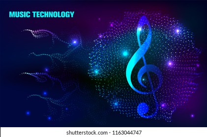 Abstract music notes and Staff line.Music staff technology background,G-clef and musical notation.symbols value.Digital Particle Waves.Vector illustration for cover,Brochure,Poster,banner.flyer,