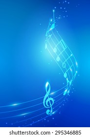 Abstract Music Notes Vector Blue Background