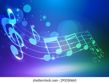 Abstract Music Notes Vector Blue Background