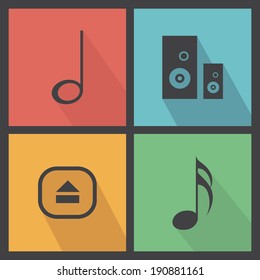 abstract music object on squares with different color