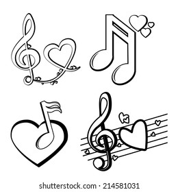 abstract music objects on a white background