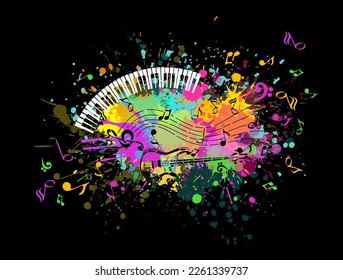 Abstract music on black background. Vector illustration