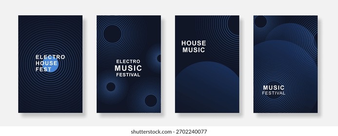 Abstrakte Musik Poster Hintergrund Set. Electro Sound Cover Vorlage mit Farbverlauf geometrischen Design. Geeignet für Flyer, Party, Festival, Club und Social Media. Vektorgrafik