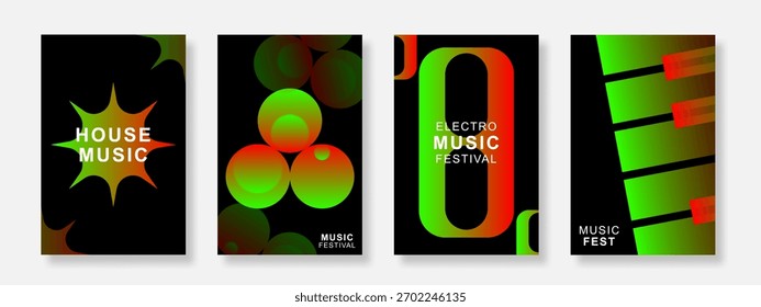 Diseño de cartel de música Abstractas sobre fondo oscuro. Cubierta de sonido minimalista Electro Plantilla con forma geométrica degradada. Conveniente para el volante, partido, festival, club. Ilustración vectorial