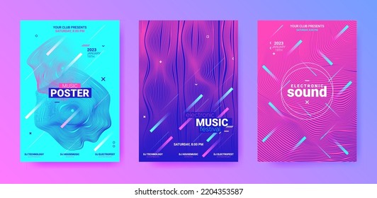 Abstract Music Poster. Electronic Dance Cover. Vector 3d Background.