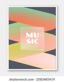 Abstract music poster. Green, yellow and orange volumetric wave. Musical festival and concert. Graphic element for website. Flat vector illustration isolated on grey background