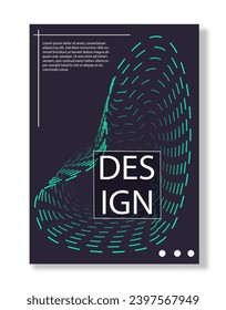 Afiches musicales abstractos. Forma ondulada degradada de color verde. Ciberespacio y realidad virtual, sonido. Diseño de moda para portada o banner. Creatividad y objeto artístico. Dibujo vectorial plano de dibujos animados