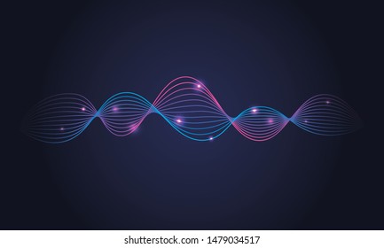 Abstract music pulse background with bright gradient. Dynamic soundwave. 