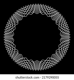 Abstract music round frame. Circular equalizer with sound waves patterns isolated on black background. Border musician logo template.