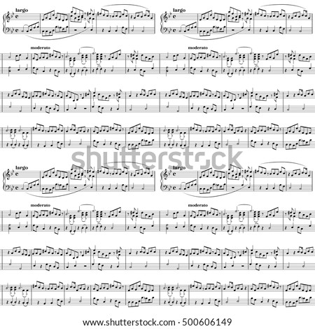 Abstract music sheet on white, seamless pattern