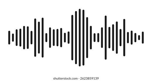 Abstract music sound wave or audio wave from isolated on white background. Line digital minimalist voice and symbol technology. Voice and soundtrack , Black and white sound waves