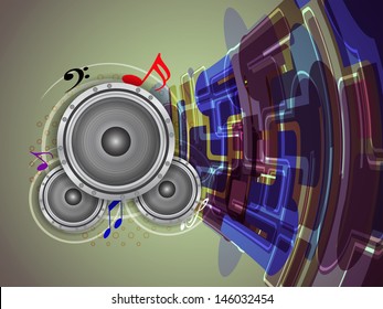 abstract music theme background with loudspeakers.