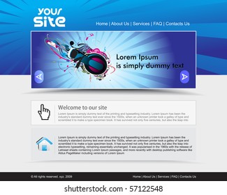 abstract music theme,  web site design template, vector illustration.