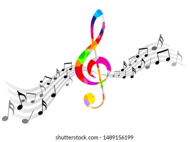 Abstract music vector illustration with notes