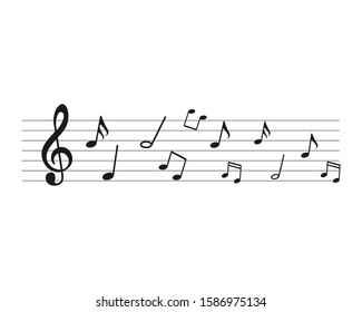 abstract music vector illustration with notes. musical notes waves Vector icons
