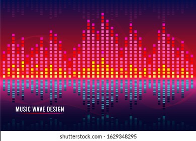 Abstract Music Wave Background or Sound Wave Design,Equalizer for music, Fun colorful sound wave Illustration.