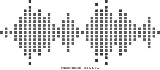 Abstract music wave creating a dynamic tune equalizer vector set, visualizing radio signal frequencies and digital voice patterns, capturing the essence of sound and technology