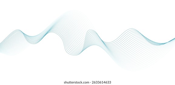 Elemento de onda de música abstrata para design. Ilustração vetorial da dinâmica de movimento suave. EPS 10.