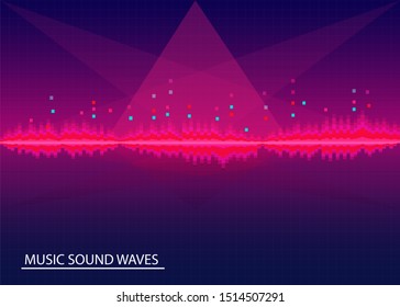 Abstract Music Waves, Music vector Background, Equalizer Wavefrom.