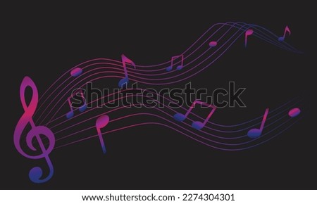 Abstract musical background. Artistic abstract background with rainbow music notes. Illustration design.